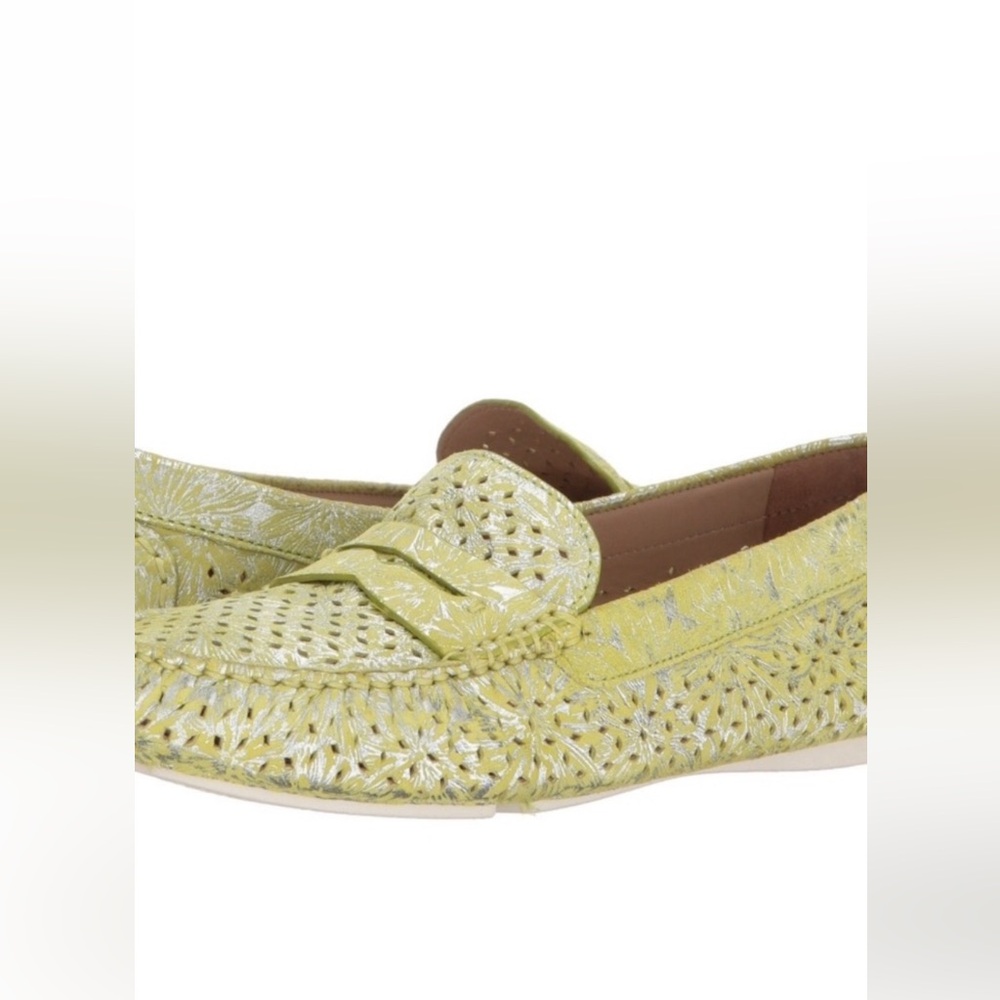 Johnston & Murphy Perforated Maggie Penny Loafers in Lime